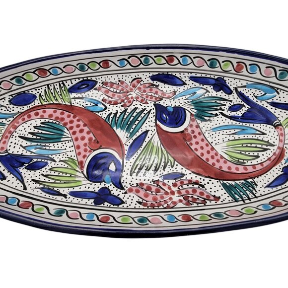 Tunisia Pottery Platter with Fish Pattern - Picture 3 of 5